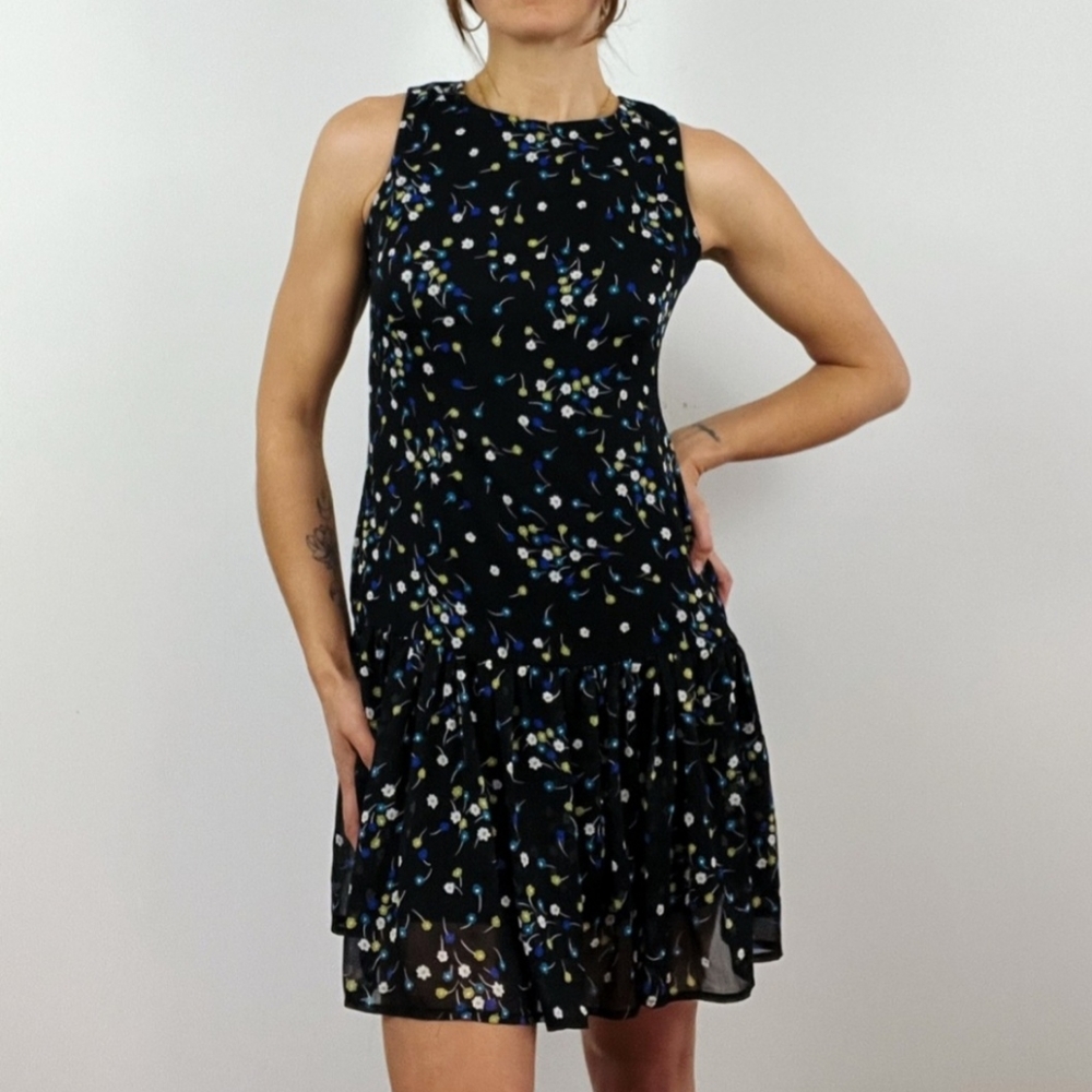 Calvin Klein Floral Sleeveless Flounce Hem Dress New With Tags